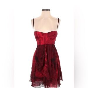 NEW Alice + Olivia by Stacey Bendet Whimsical Red Bustier Silk Dress MSRP $396